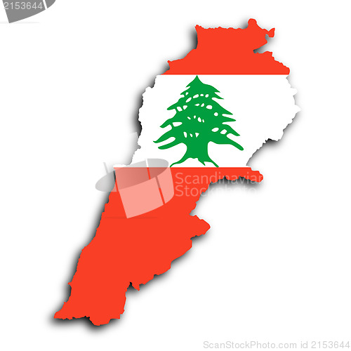 Image of Lebanon map with the flag inside