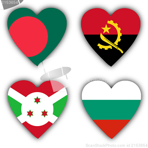 Image of Flags in the shape of a heart, coutries