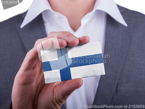 Image of Businessman showing card, matte paper effect