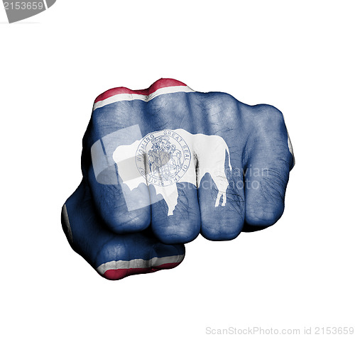 Image of United states, fist with the flag of Wyoming