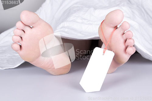 Image of Dead body with toe tag