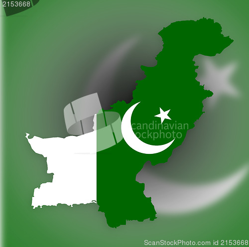 Image of Map of Pakistan with their flag