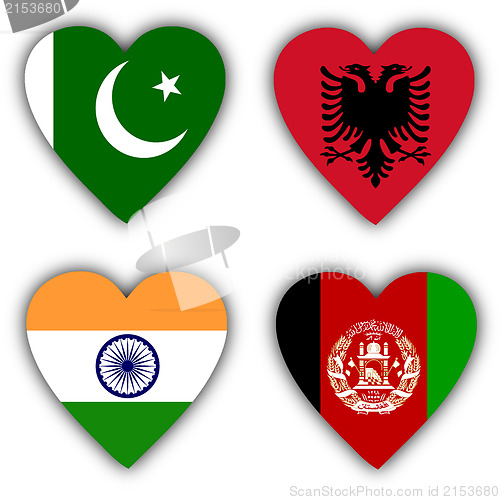 Image of Flags in the shape of a heart, coutries