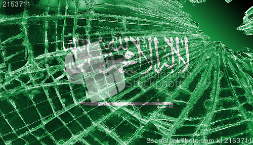 Image of Broken ice or glass with a flag pattern, Saudi Arabia