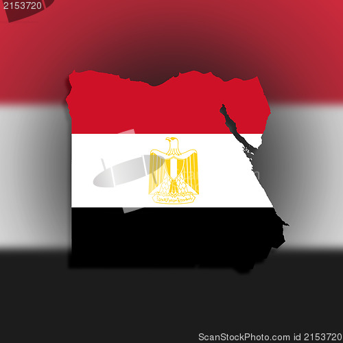 Image of Egyptian map filled with their flag