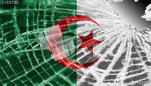 Image of Broken glass or ice with a flag, Algeria