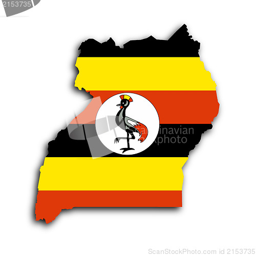 Image of Uganda map with the flag inside
