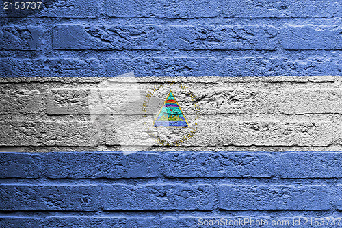 Image of Brick wall with a painting of a flag, Nicaragua
