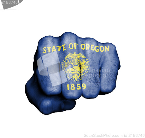 Image of United states, fist with the flag of Oregon