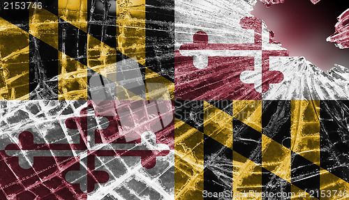 Image of Broken glass or ice with a flag, Maryland