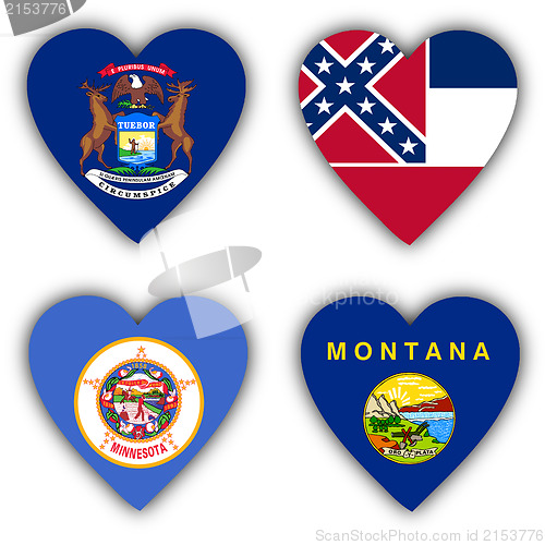 Image of Flags in the shape of a heart, US states