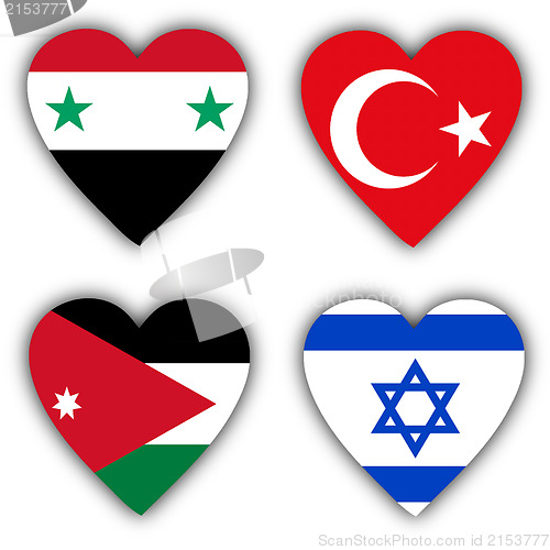 Image of Flags in the shape of a heart, coutries