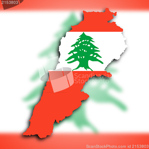 Image of Lebanon map with the flag inside