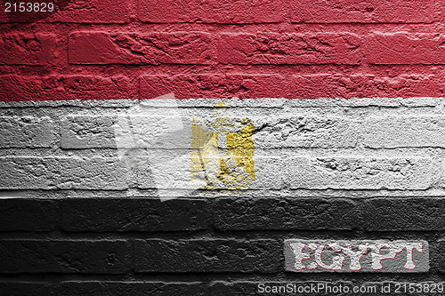 Image of Brick wall with a painting of a flag, Egypt