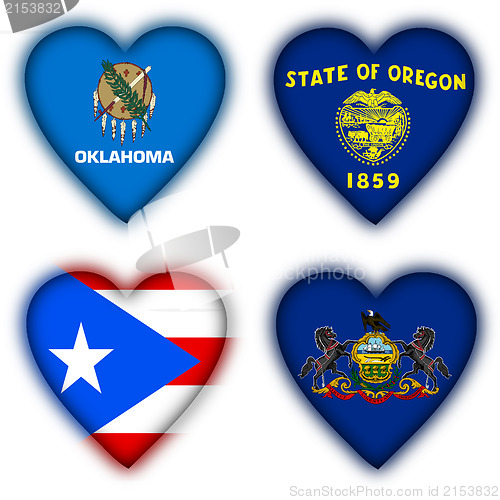 Image of Flags in the shape of a heart, US states