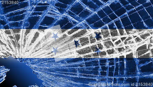 Image of Broken glass or ice with a flag, Honduras