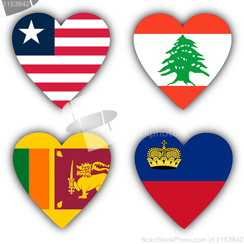 Image of Flags in the shape of a heart, coutries