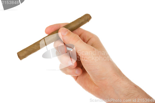 Image of Cigar in hand, isolated