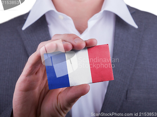 Image of Businessman showing card, matte paper effect