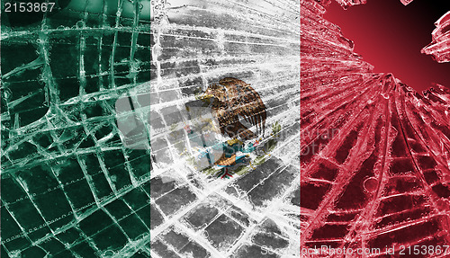 Image of Broken ice or glass with a flag pattern, Mexico