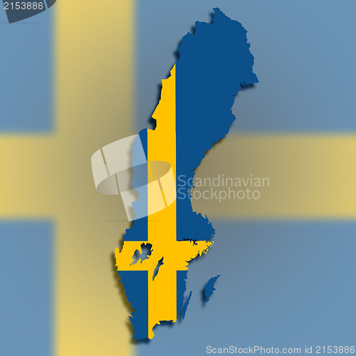 Image of Map of Sweden filled with flag
