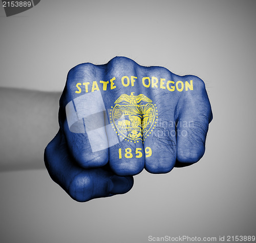 Image of United states, fist with the flag of Oregon