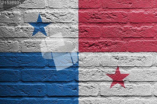 Image of Brick wall with a painting of a flag, Panama