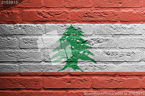 Image of Brick wall with a painting of a flag, Lebanon