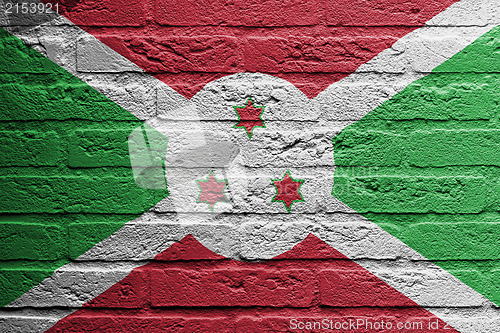 Image of Brick wall with a painting of a flag, Burundi