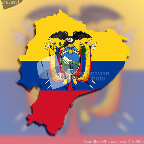 Image of Map of Ecuador filled with flag