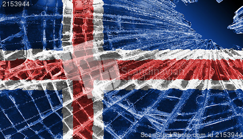 Image of Broken ice or glass with a flag pattern, Iceland