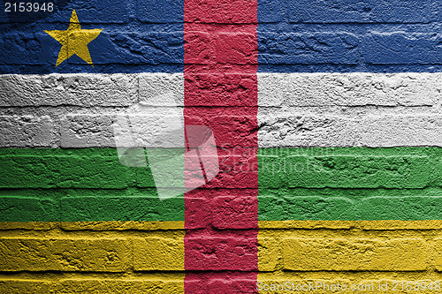 Image of Brick wall with a painting of a flag, Central African Republic