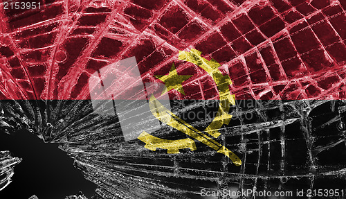 Image of Broken glass or ice with a flag, Angola