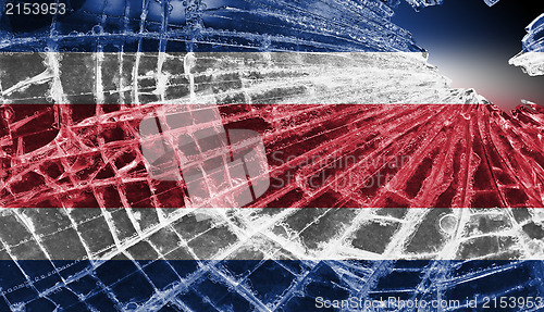 Image of Broken glass or ice with a flag, Costa Rica