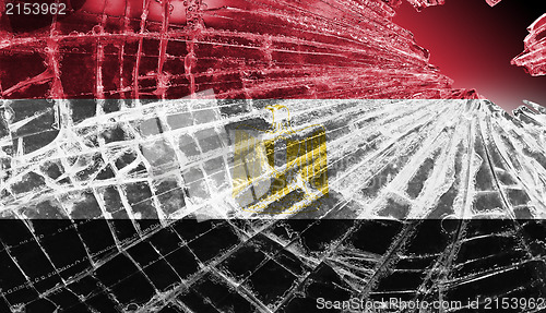 Image of Broken glass or ice with a flag, Egypt