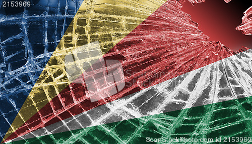 Image of Broken glass or ice with a flag, The Seychelles