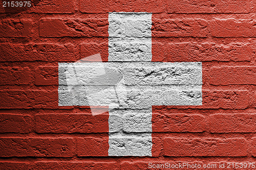 Image of Brick wall with a painting of a flag, Switzerland