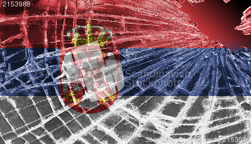 Image of Broken glass or ice with a flag, Serbia