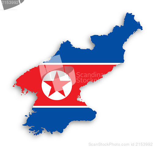 Image of Map of North Korea with flag inside