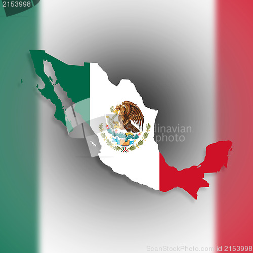 Image of Map of Mexico filled with flag