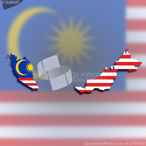 Image of Map of Malaysia filled with flag