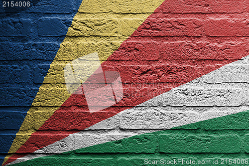 Image of Brick wall with a painting of a flag, The Seychelles