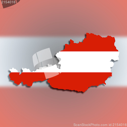 Image of Map of Austria filled with flag