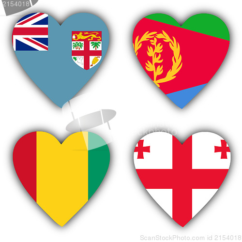 Image of Flags in the shape of a heart, coutries