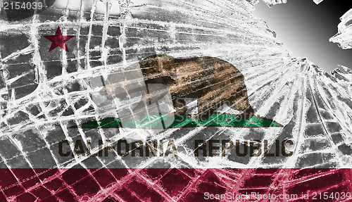 Image of Broken ice or glass with a flag pattern, California