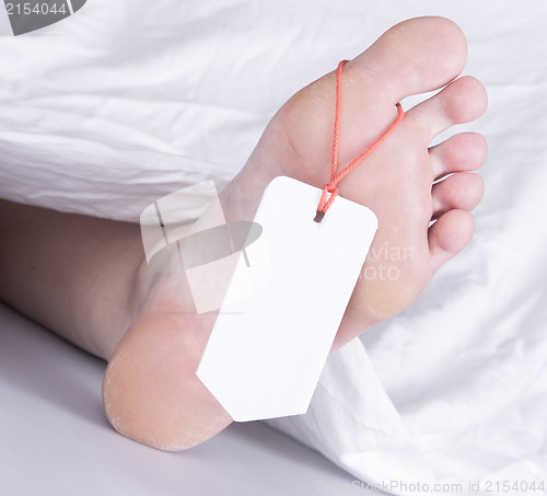 Image of Dead body with toe tag