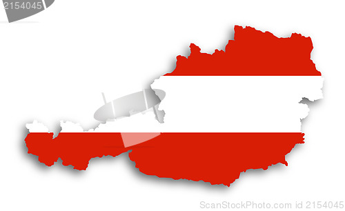 Image of Map of Austria filled with flag