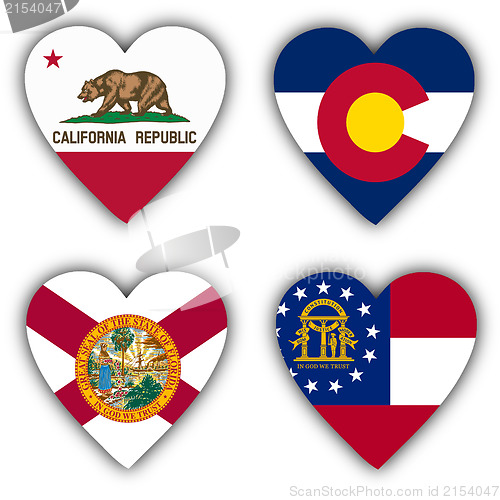 Image of Flags in the shape of a heart, US states