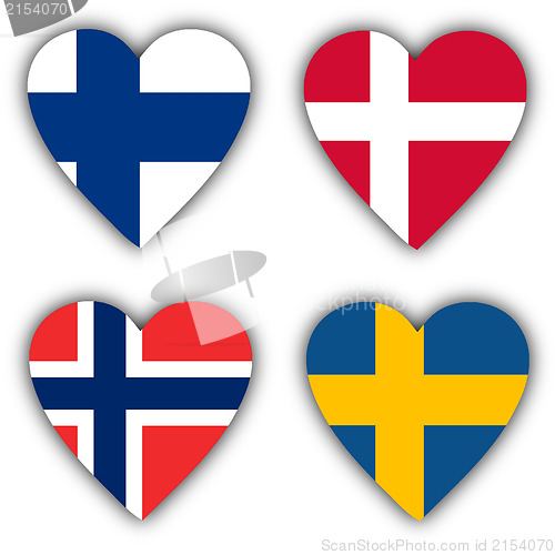 Image of Flags in the shape of a heart, coutries