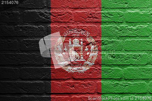 Image of Brick wall with a painting of a flag, Afghanistan